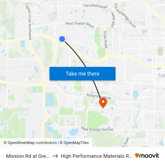 Mission Rd at Greenon Ln Sb to High Performance Materials Research Institute map