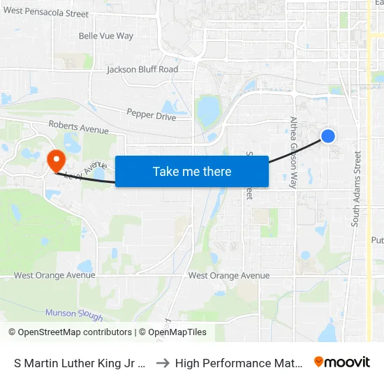S Martin Luther King Jr Blvd at W Palmer Ave Sb to High Performance Materials Research Institute map