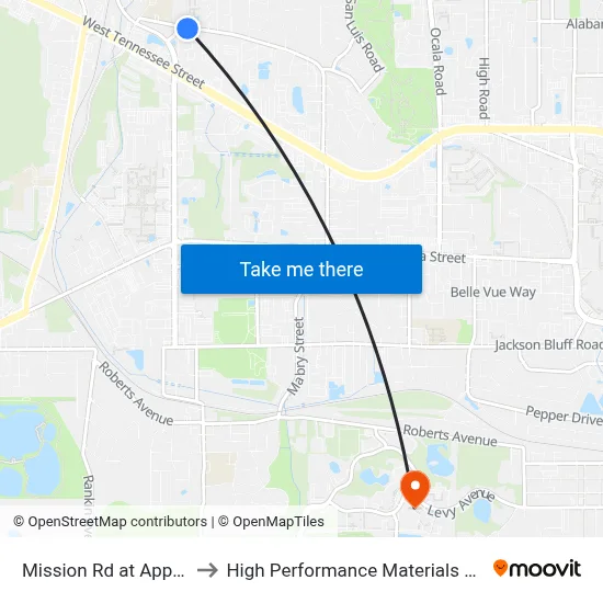 Mission Rd at Appleyard Dr Eb to High Performance Materials Research Institute map