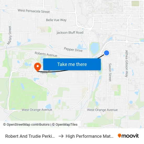 Robert And Trudie Perkins Way at Disston St Wb to High Performance Materials Research Institute map