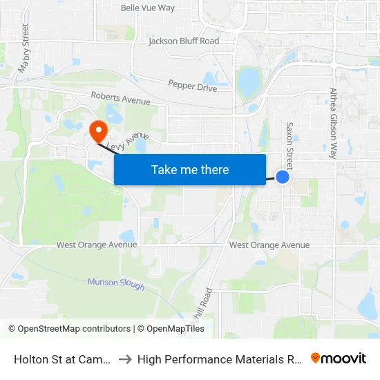 Holton St at Campbell St Sb to High Performance Materials Research Institute map