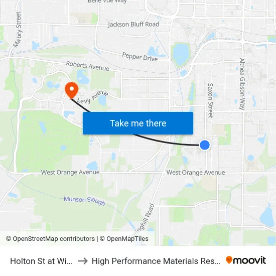Holton St at Wies St Sb to High Performance Materials Research Institute map