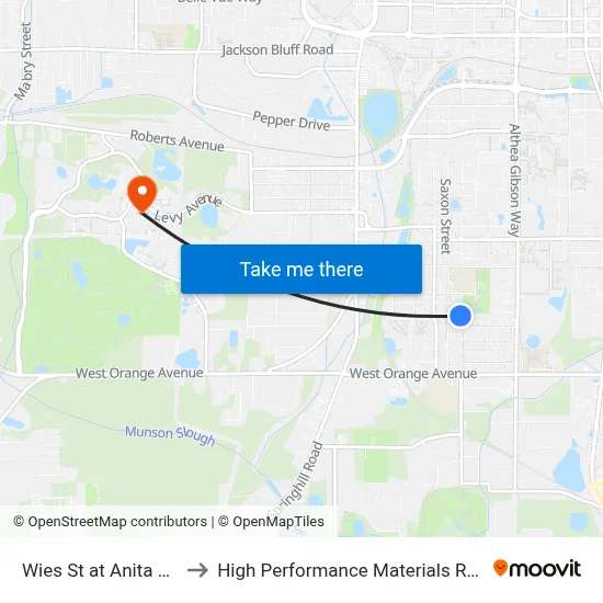 Wies St at Anita Davis Pl Eb to High Performance Materials Research Institute map