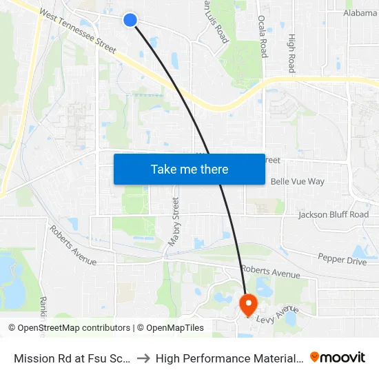 Mission Rd at Fsu Science Facility Eb to High Performance Materials Research Institute map