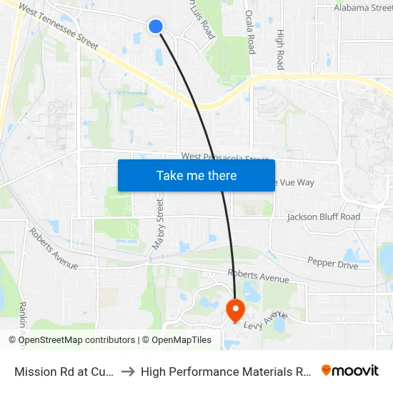 Mission Rd at Cuerno St Eb to High Performance Materials Research Institute map