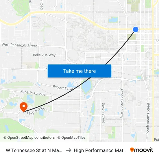W Tennessee St at N Martin Luther King Jr Blvd Eb to High Performance Materials Research Institute map