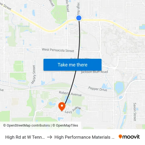 High Rd at W Tennessee St Sb to High Performance Materials Research Institute map