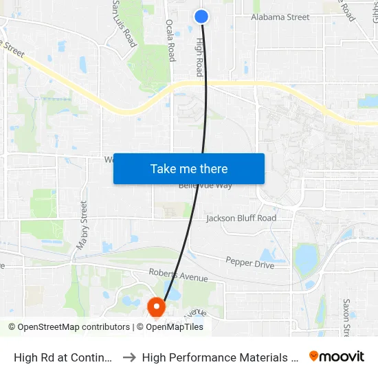 High Rd at Continental Ave Nb to High Performance Materials Research Institute map