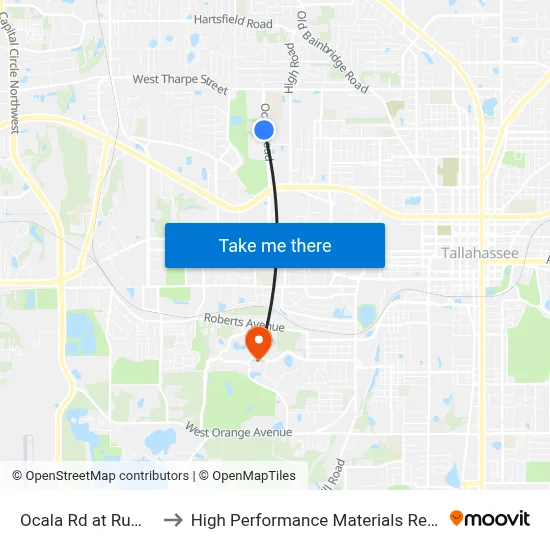 Ocala Rd at Rumba Ln Sb to High Performance Materials Research Institute map