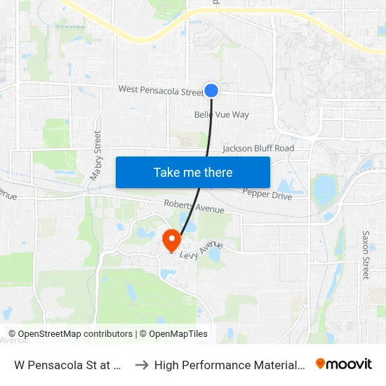W Pensacola St at N Lipona Rd Wb to High Performance Materials Research Institute map