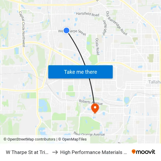W Tharpe St at Trimble Rd Wb to High Performance Materials Research Institute map