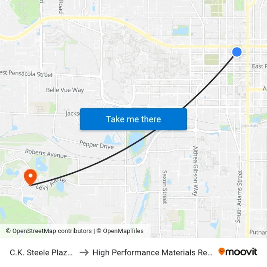 C.K. Steele Plaza Gate 17 to High Performance Materials Research Institute map