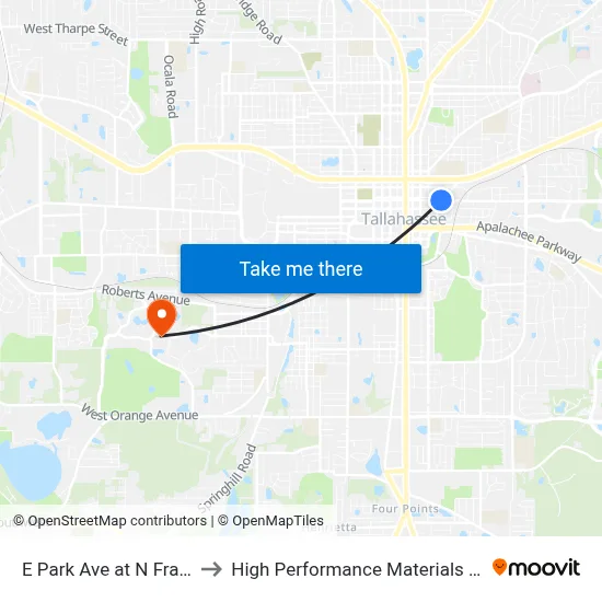 E Park Ave at N Franklin Blvd Eb to High Performance Materials Research Institute map