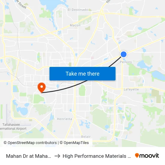 Mahan Dr at Mahan Village Wb to High Performance Materials Research Institute map