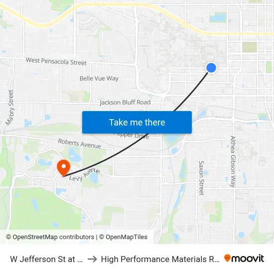 W Jefferson St at Gray St Wb to High Performance Materials Research Institute map