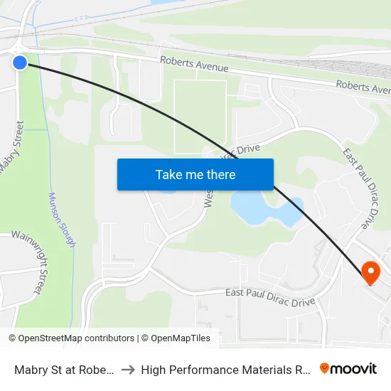 Mabry St at Roberts Ave Nb to High Performance Materials Research Institute map
