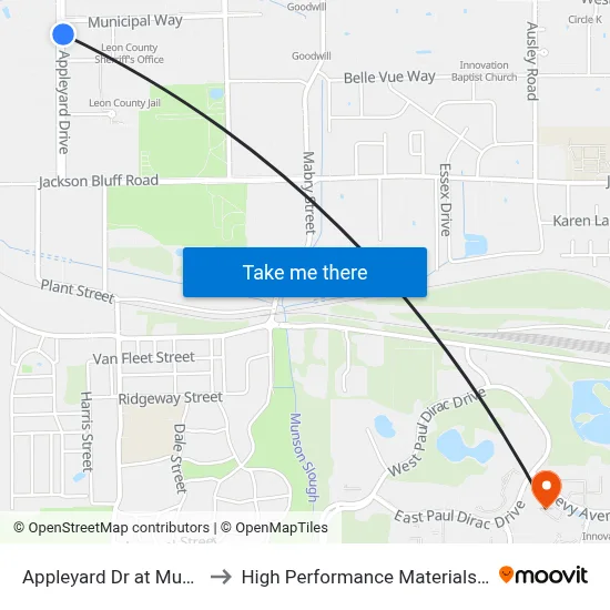 Appleyard Dr at Municipal Way Nb to High Performance Materials Research Institute map