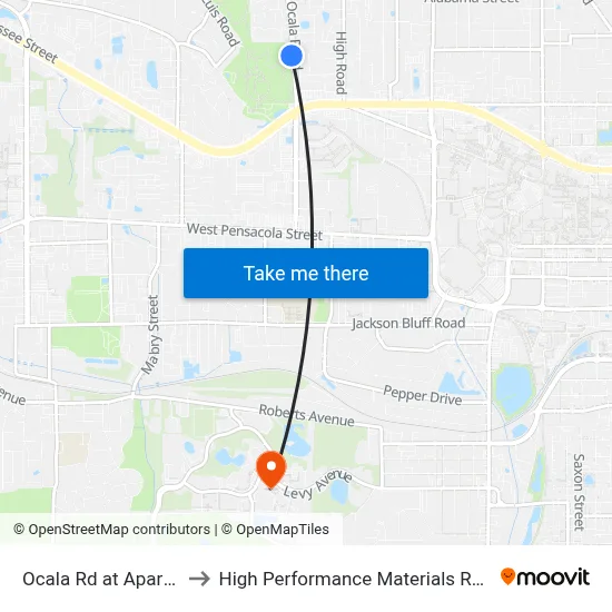 Ocala Rd at Apartments Sb to High Performance Materials Research Institute map