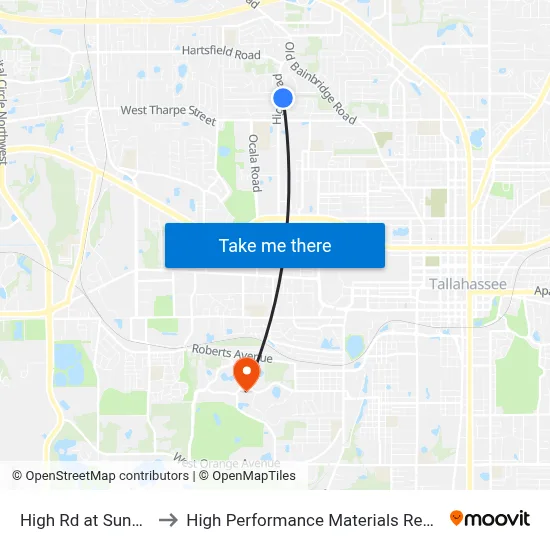 High Rd at Sunset Ln Sb to High Performance Materials Research Institute map