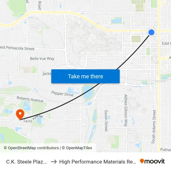 C.K. Steele Plaza Gate 10 to High Performance Materials Research Institute map