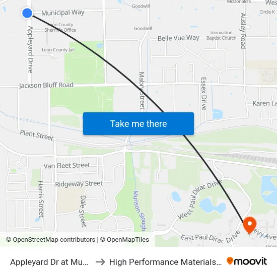 Appleyard Dr at Municipal Way Sb to High Performance Materials Research Institute map