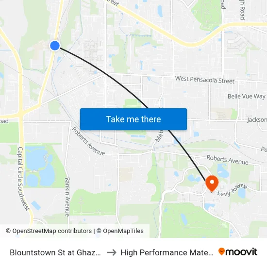 Blountstown St at Ghazvini Learning Center Nb to High Performance Materials Research Institute map