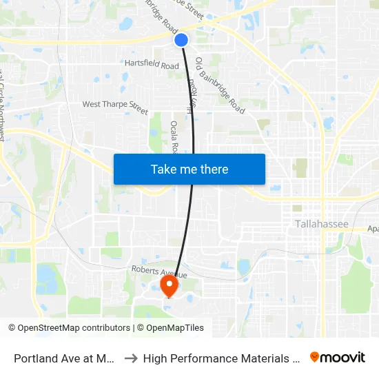 Portland Ave at Mayfair Rd Wb to High Performance Materials Research Institute map