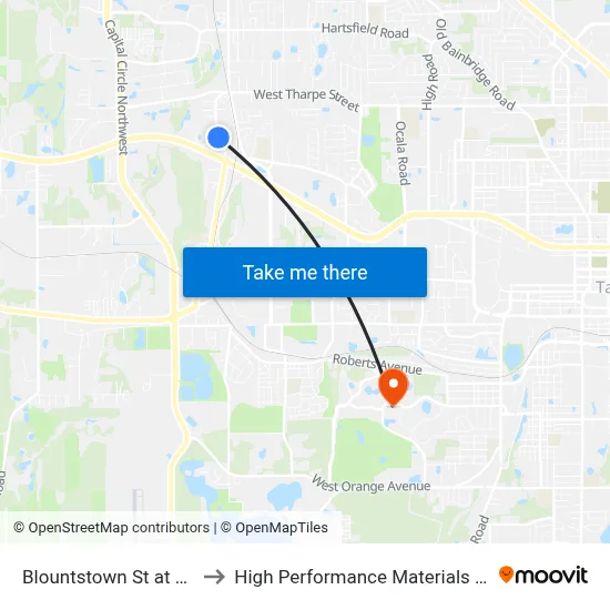 Blountstown St at Bicycle Rd Sb to High Performance Materials Research Institute map