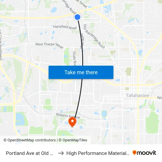 Portland Ave at Old Bainbridge Rd Eb to High Performance Materials Research Institute map