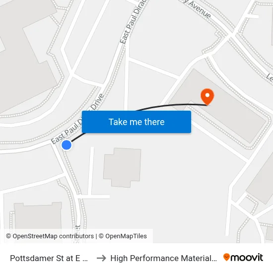 Pottsdamer St at E Paul Dirac Dr Nb to High Performance Materials Research Institute map