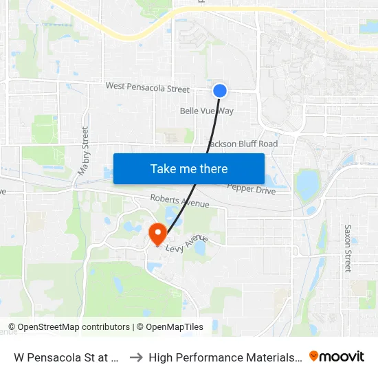W Pensacola St at Atkinson Dr Eb to High Performance Materials Research Institute map