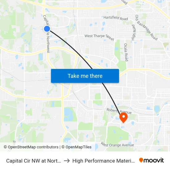 Capital Cir NW at Northwest Passage Sb to High Performance Materials Research Institute map