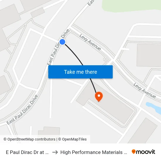 E Paul Dirac Dr at Levy Ave Nb to High Performance Materials Research Institute map