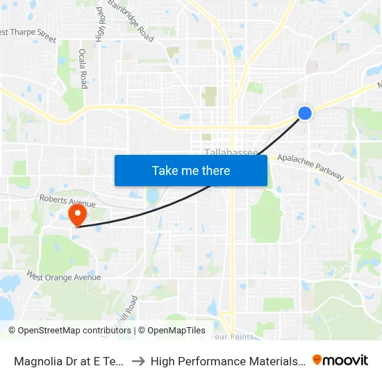 Magnolia Dr at E Tennessee St Sb to High Performance Materials Research Institute map