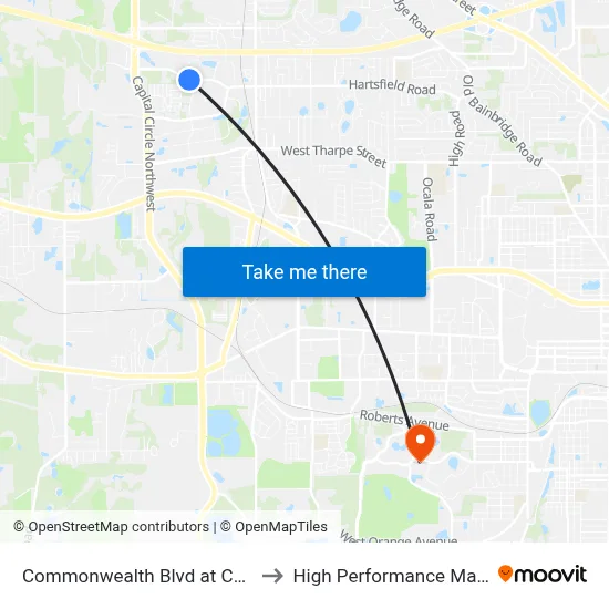 Commonwealth Blvd at Commonwealth Business Dr Eb to High Performance Materials Research Institute map