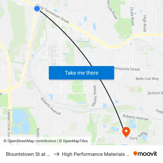 Blountstown St at Louise St Nb to High Performance Materials Research Institute map