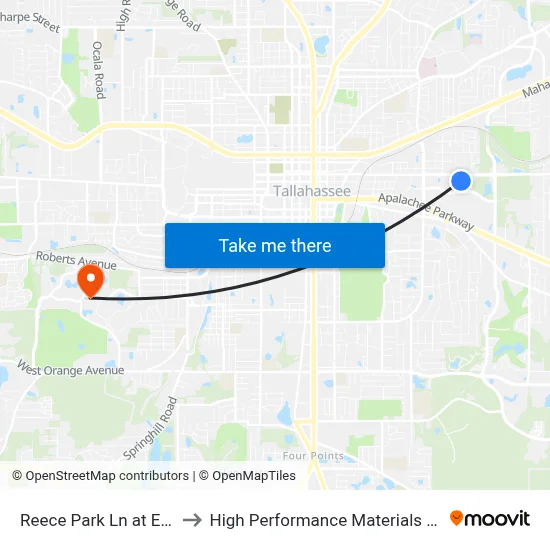 Reece Park Ln at E Park Ave Sb to High Performance Materials Research Institute map