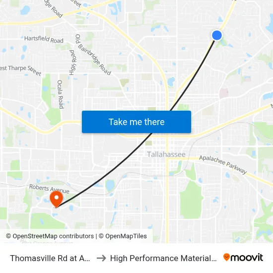 Thomasville Rd at Armistead Rd Nb to High Performance Materials Research Institute map