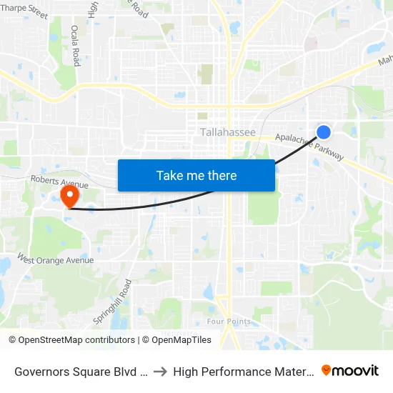 Governors Square Blvd at Reece Park Ln Wb to High Performance Materials Research Institute map