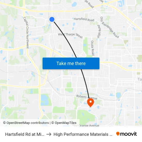 Hartsfield Rd at Mission Rd Eb to High Performance Materials Research Institute map