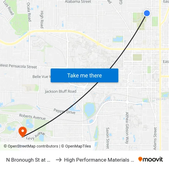 N Bronough St at W 4th Ave Sb to High Performance Materials Research Institute map