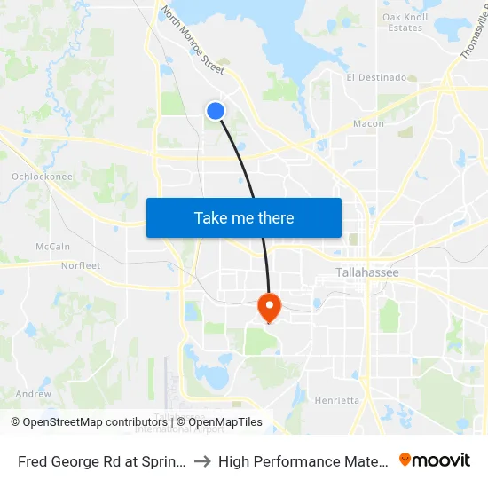 Fred George Rd at Springwood Elementary Nb to High Performance Materials Research Institute map