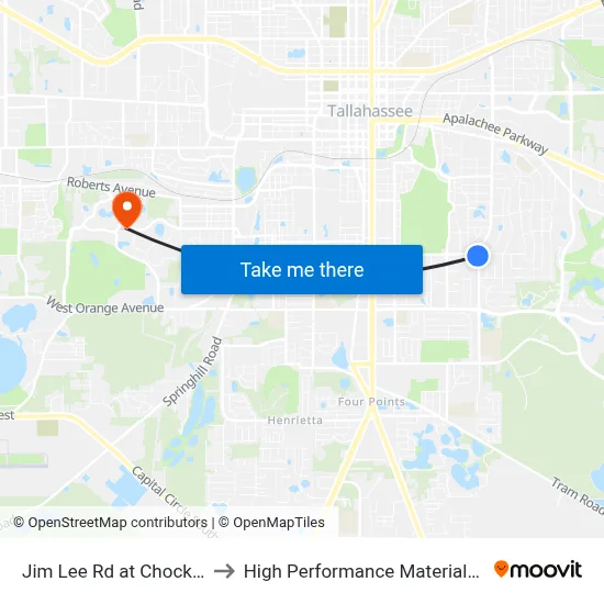 Jim Lee Rd at Chocksacka Nene Sb to High Performance Materials Research Institute map