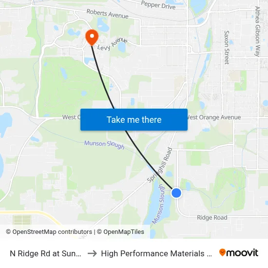 N Ridge Rd at Sunnyside Dr Sb to High Performance Materials Research Institute map