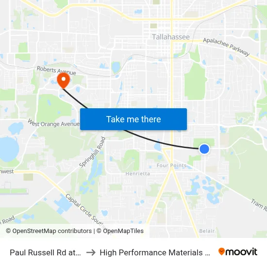 Paul Russell Rd at Zillah St Eb to High Performance Materials Research Institute map