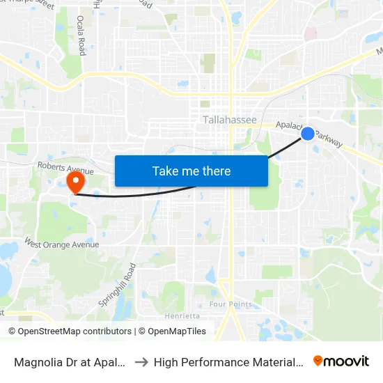 Magnolia Dr at Apalachee Pkwy Nb to High Performance Materials Research Institute map