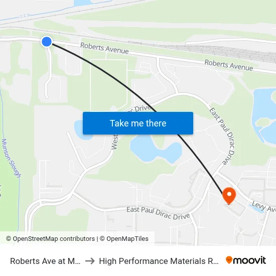 Roberts Ave at Mabry St Eb to High Performance Materials Research Institute map