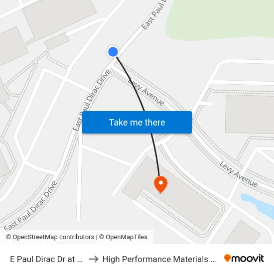 E Paul Dirac Dr at Levy Ave Sb to High Performance Materials Research Institute map