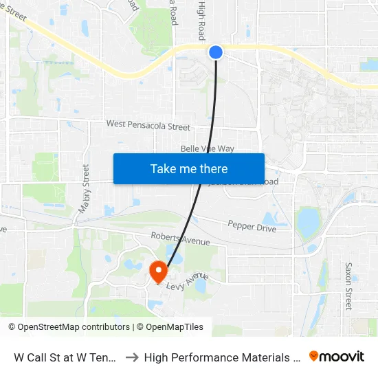 W Call St at W Tennessee St Eb to High Performance Materials Research Institute map