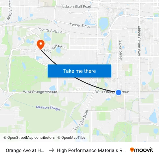 Orange Ave at Holton St Eb to High Performance Materials Research Institute map